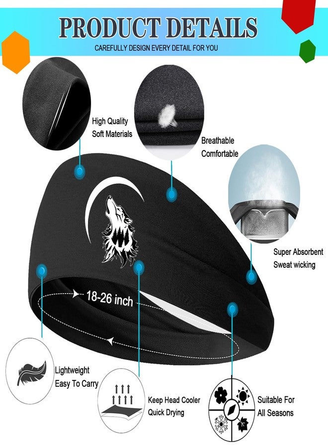 عصابات رأس رياضية للرجال، عصابات رأس ماصة للعرق، عبوة من 3 عصابات رأس ماصة للعرق للرجال والنساء، عصابات رأس تبريد من وولف، عصابة رأس للرجال للجري، صالة الألعاب الرياضية، ركوب الدراجات، التسلق، هدايا - Image 3